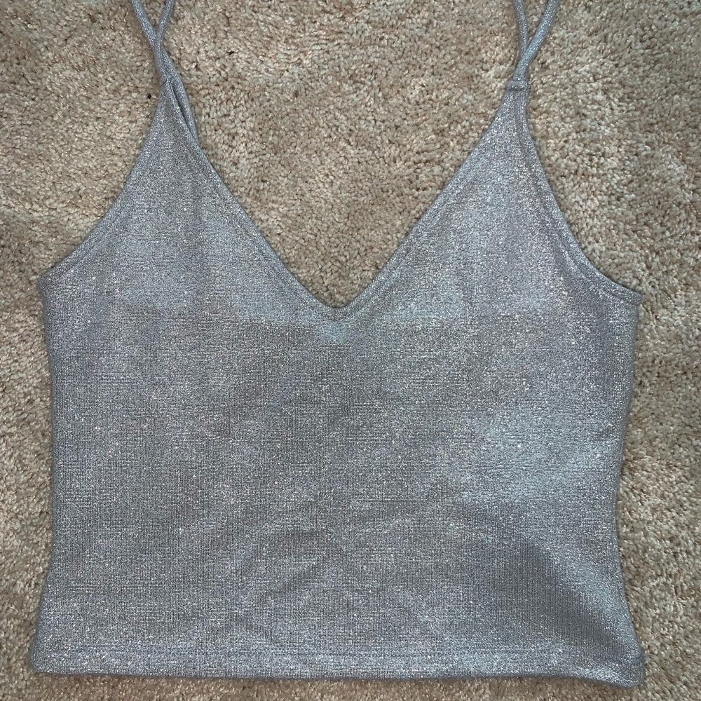 Silver Sparkling Crop Top